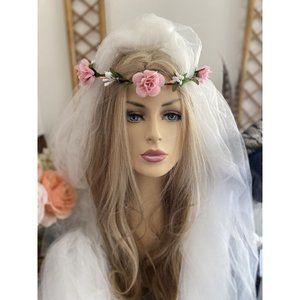 Flower Head Garland Floral Crown Hair Boho Cute Headband Hair Wreath Wedding 8.5
